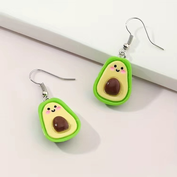 Cartoon Avocado Earrings - Picture 2 of 5